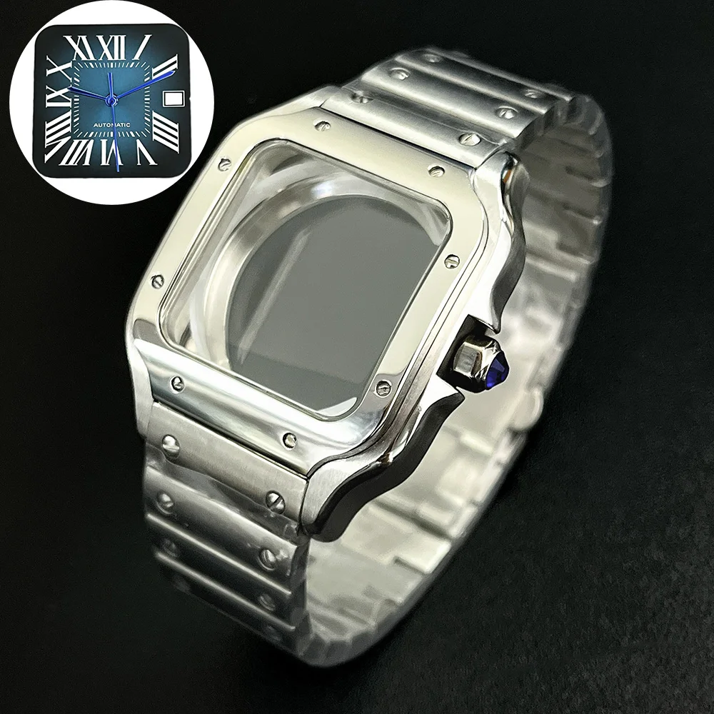 Square case 38mm NH35 case 316L steel watch repair waterproof parts NH35 automatic movement dial 27mm watch