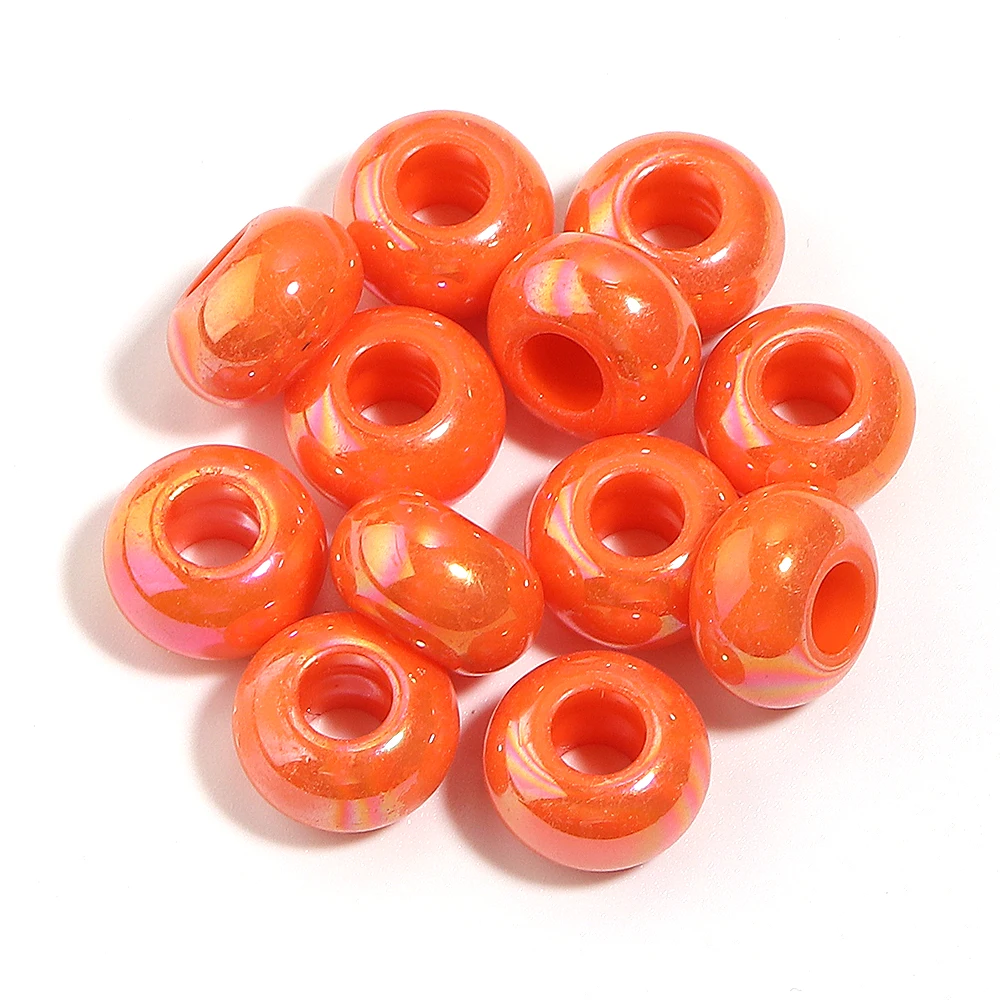 50 stuks 14mm UV gekleurde geplateerde grote gat acryl kralen losse afstandhouders abacus kralen DIY handgemaakte ketting voor het maken van sieraden