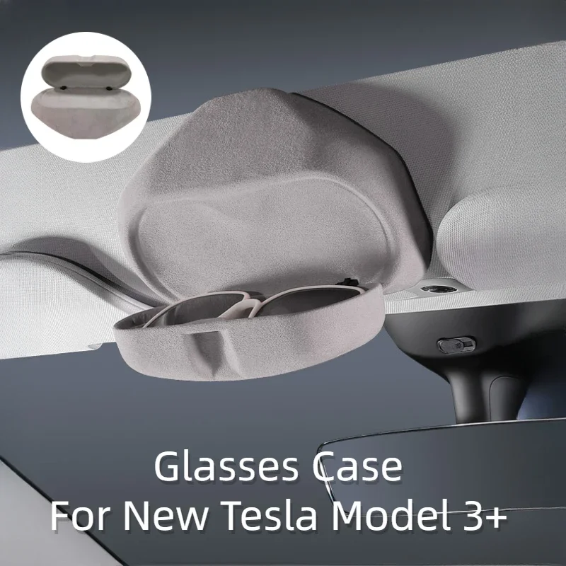 For Tesla Model 3 Highland 2024 Glasses Case Sunglasses Suede Material Protective Storage Box Car Internal Modeling Accessories