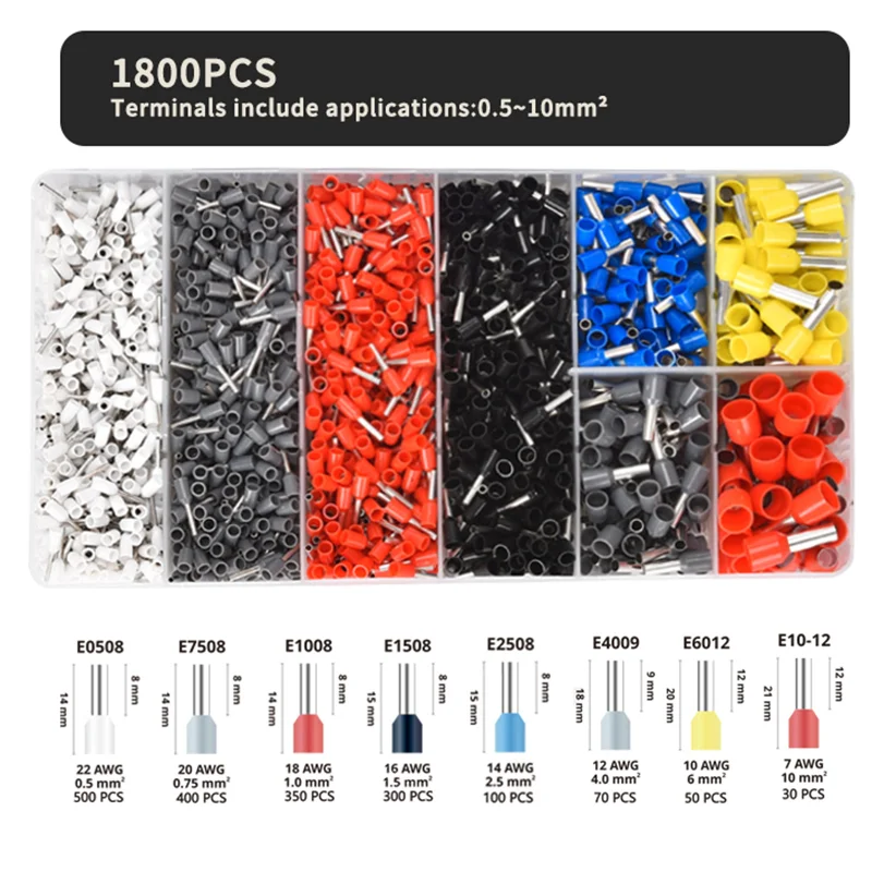 HSC8 10-6A 0.25-10mm² Tubular Terminals Crimping Pliers Wire Ferrule Crimper Tools,Household Electrical Hand Tool Kit Clamp Tool