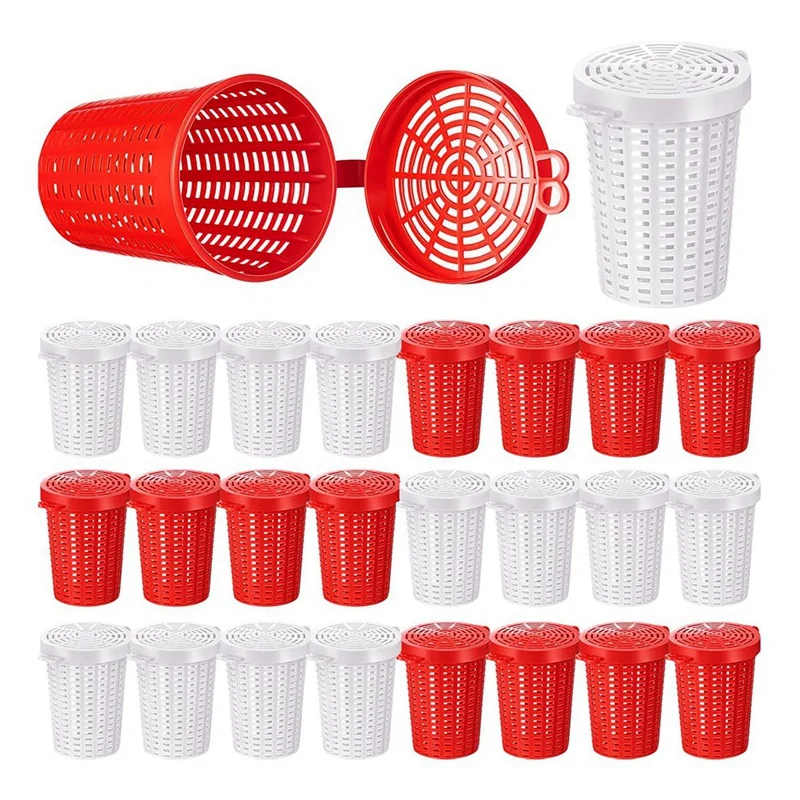 Hot 20 Pcs Fishing Bait Cage Trap Fish Lure Feeder Basket Plastic Bait Bucket For Crawfish Shrimp Earthworm Crab Carp