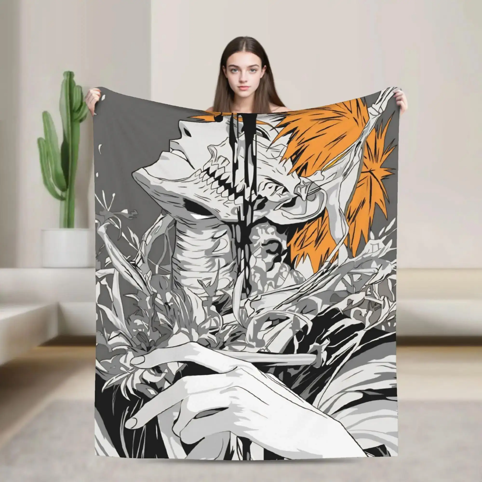 

Фланелевое одеяло BLEACH с аниме-принтом Ичиго, мягкое и теплое, для дивана, кровати, гостиной, путешествий, с рисунком самолета