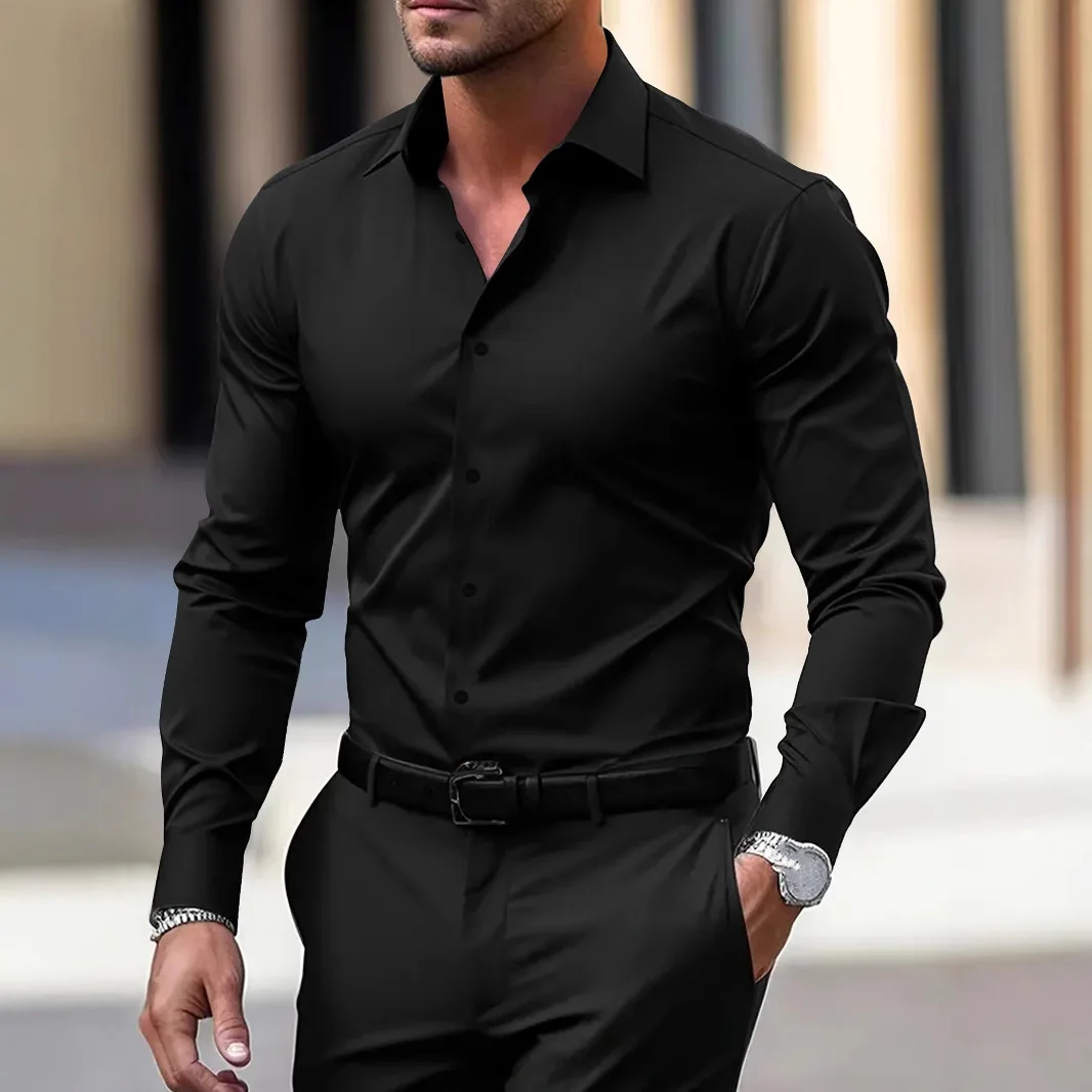 Men's Spring Slim-Fit Business Casual Dress Shirt | Premium Stretch Fabric, Seamless Design