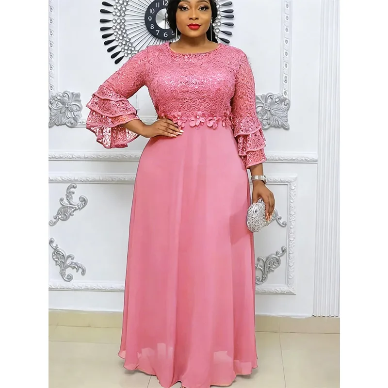 

Plus Size African Party Dresses for Women 2026 New Fashion Dashiki Ankara Wedding Evening Gown Elegant Muslim Maxi Dress