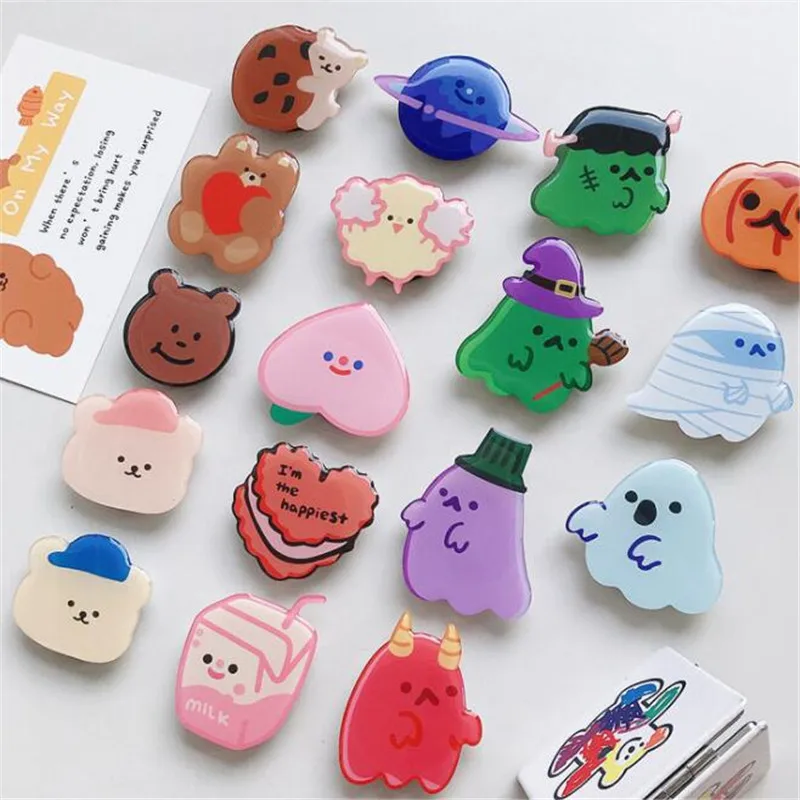 

Мультяшный Медведь-Призрак: Выдвижная Подставка-Держатель для Телефона, Складной Кронштейн для Смартфонов, 3D-Подушка-Держатель для Настольного Использования