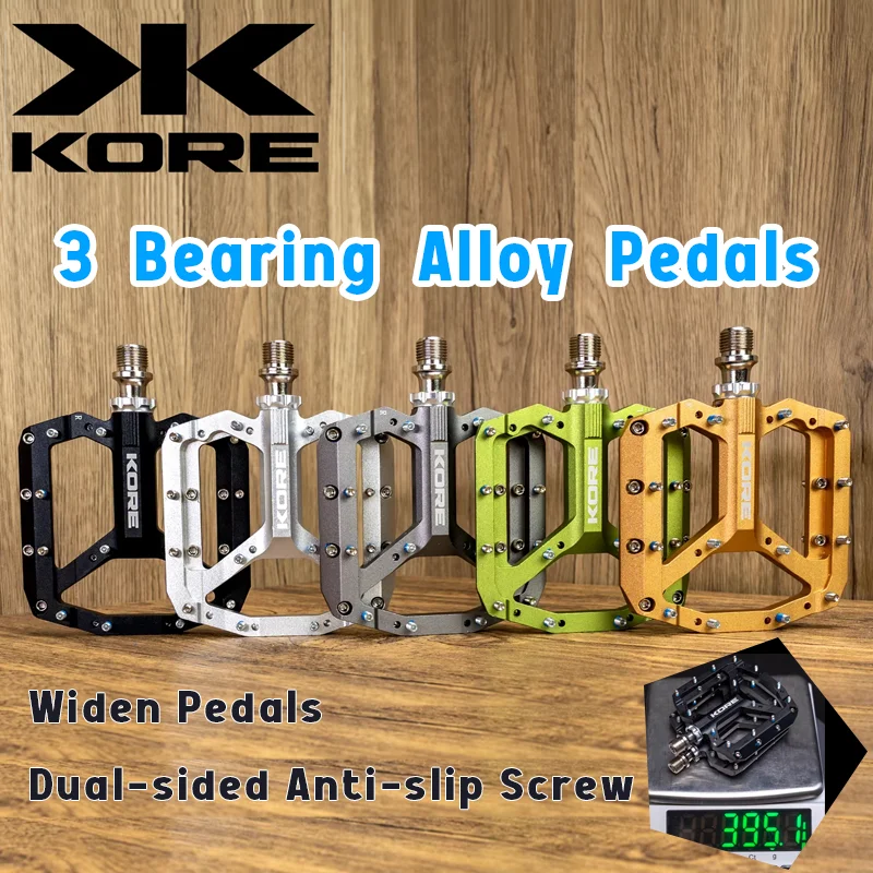

KORE 3 Bearing Bicycle Pedals,Ultralight BMX MTB Road Bike Pedals Aluminum,28 Anti-slip Screws,Widen Pedal,Bike Accessories
