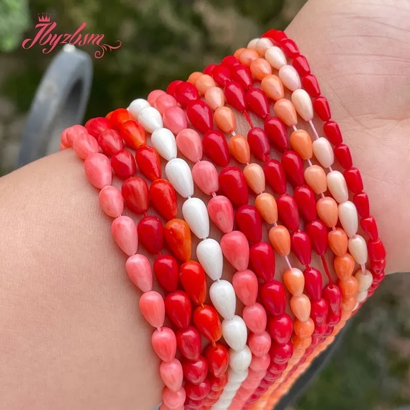 Drop Coral Red Pink White Orange Spacer Loose Bead Natural Stone 15 inch for DIY Accessories Necklace Bracelet Jewelry Making