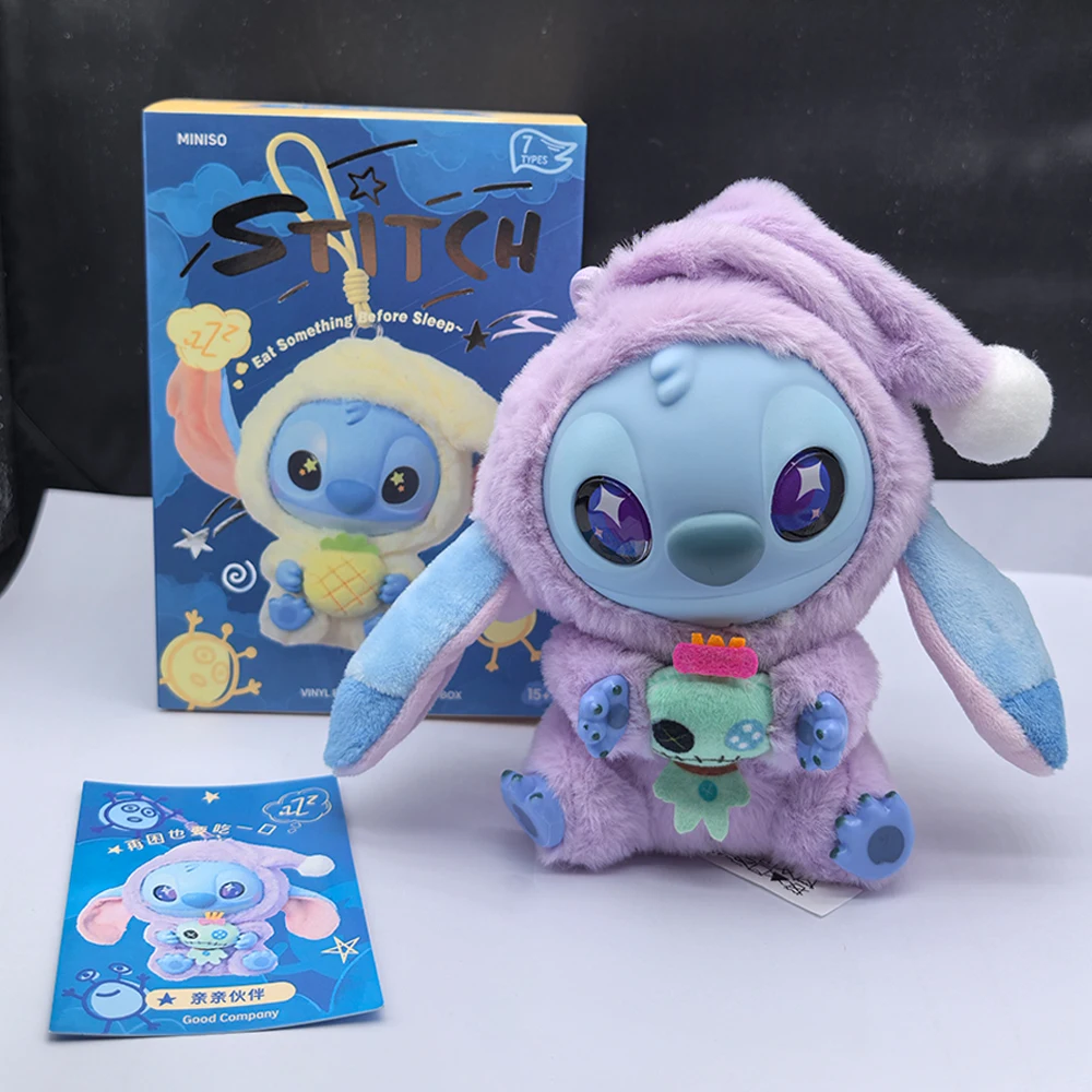 

Оригинальная плюшевая кукла Disney Lilo & Stitch Eat Something Before Sleep Blind Box, милая пижама Stitch, детская игрушка, сумка, подвеска, подарок