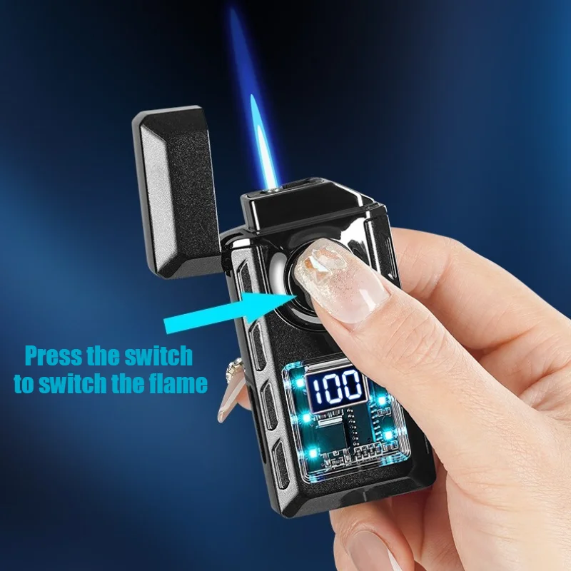 أحدث ولاعة يتم التحكم فيها صوتًا بتقنية سوداء من البيوتان قابلة للنفخ/نوع C شحن ولاعات السجائر المعدنية وملحقات التدخين