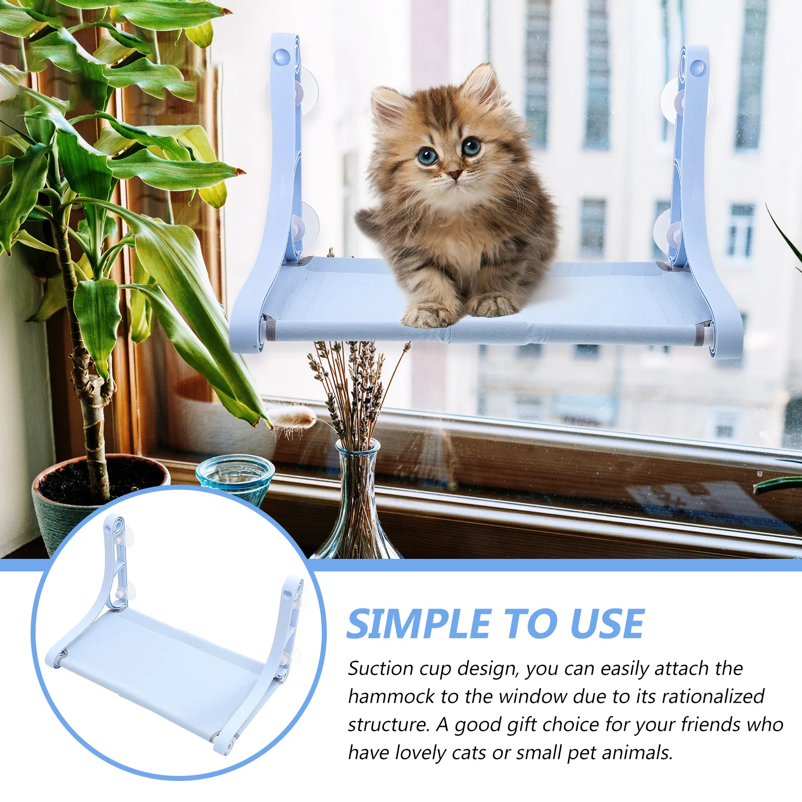 

Sucker Cat Bed Lounge Chair Pet Beds for Indoor Cats Canvas Hammock Window Hammocks