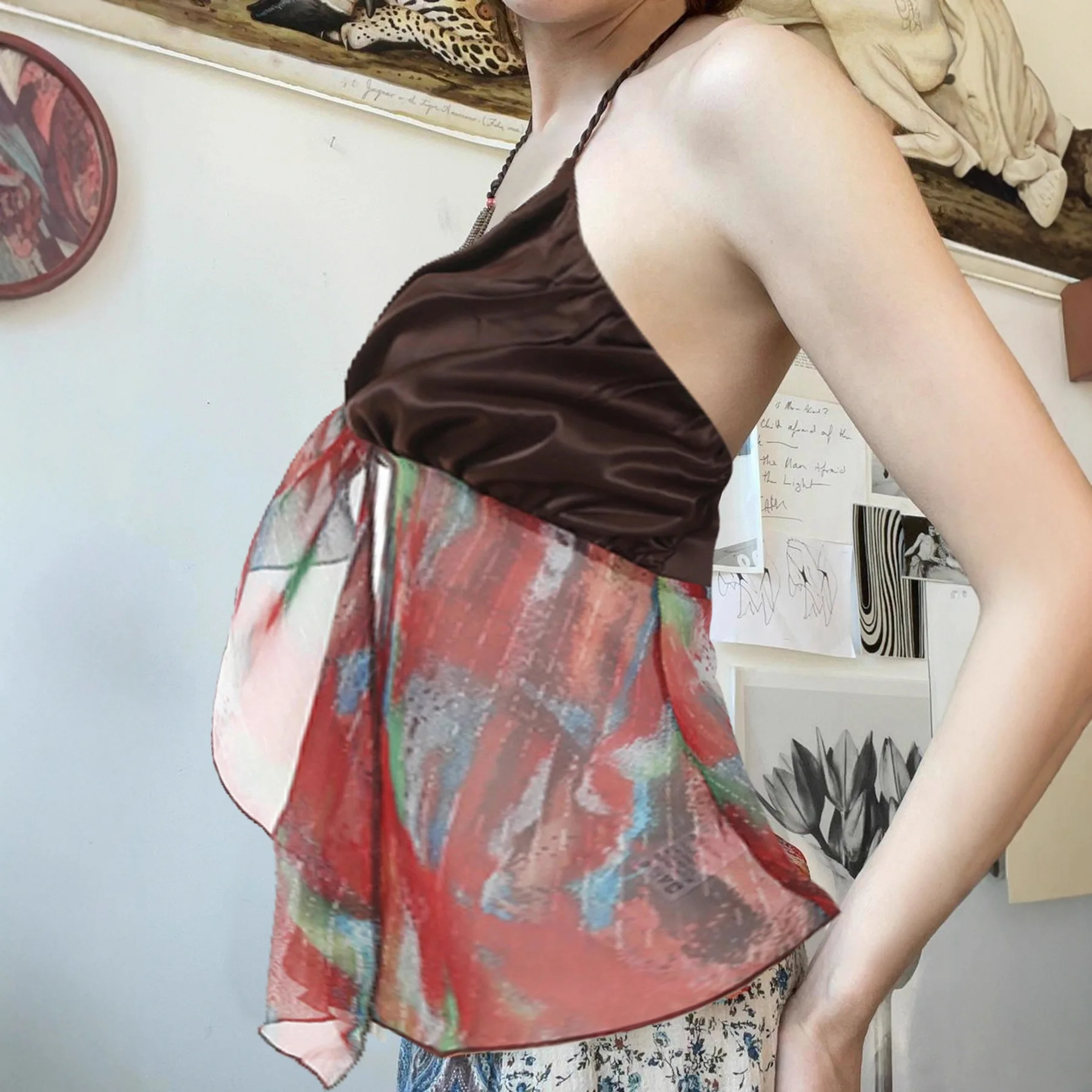 Gilet à bandoulière décoratif perlé, Sexy, taille haute, nœud amincissant, Design Neline, tricoté, haut d'été Ultra fin