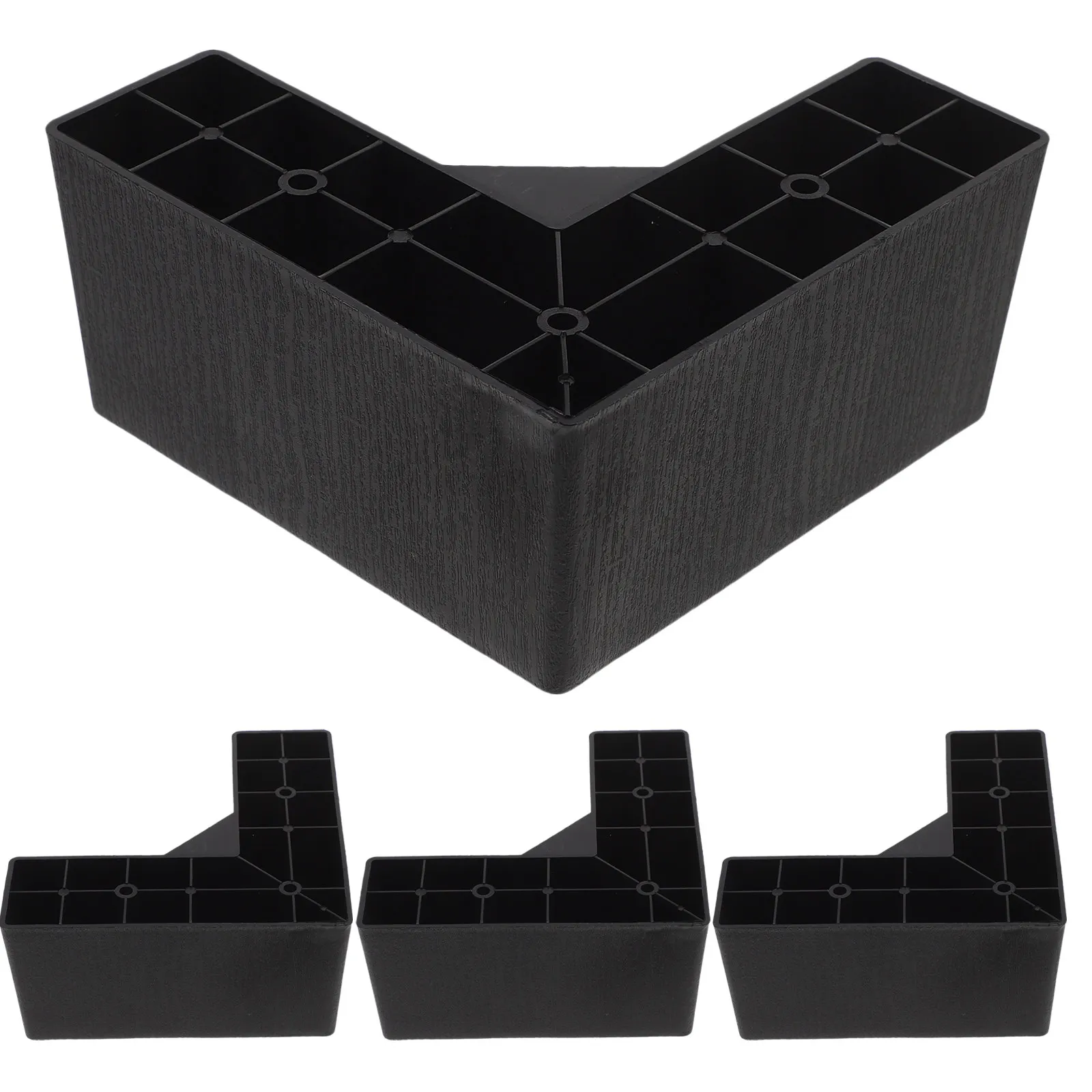 4Pcs Plastic Furniture Legs L-Shaped Heavy Duty Sofa Couch Bed Risers Furniture Leg Lift Pads Bed Riser Table Risers