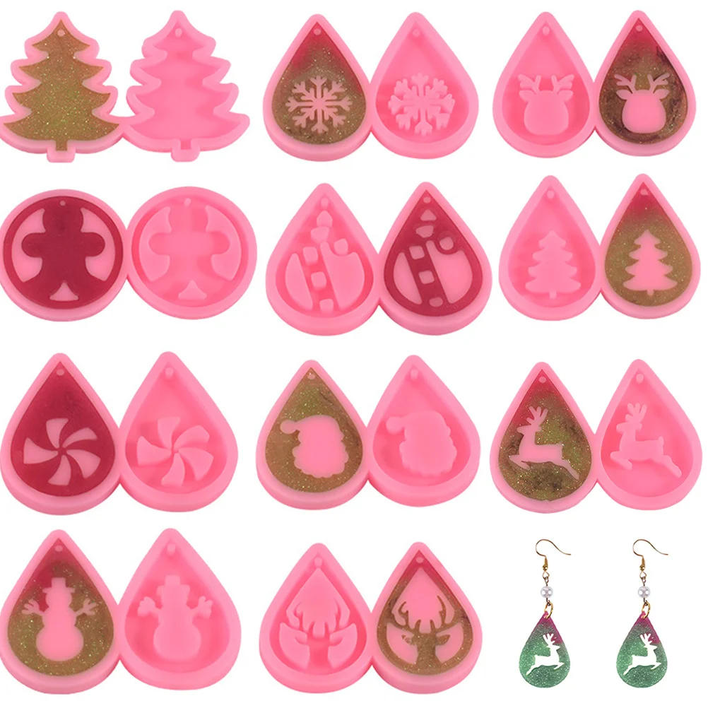 

11Pcs Christmas Earring Molds Silicone Resin Molds DIY Pendant Mold Jewelry Making Supplies Handmade Casting Earring Mould