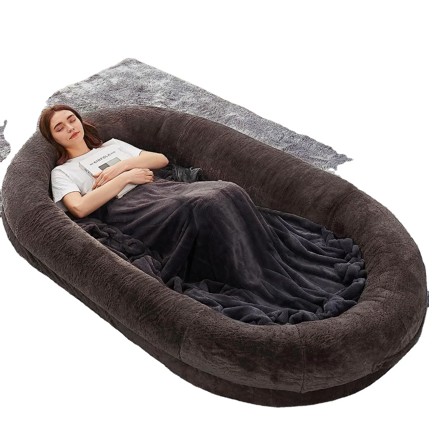 Wholesale Luxury Large Dog Bed Soft Waterproof Washable Foam And Velvet Breathable Solid Pattern For People Adults And Pets