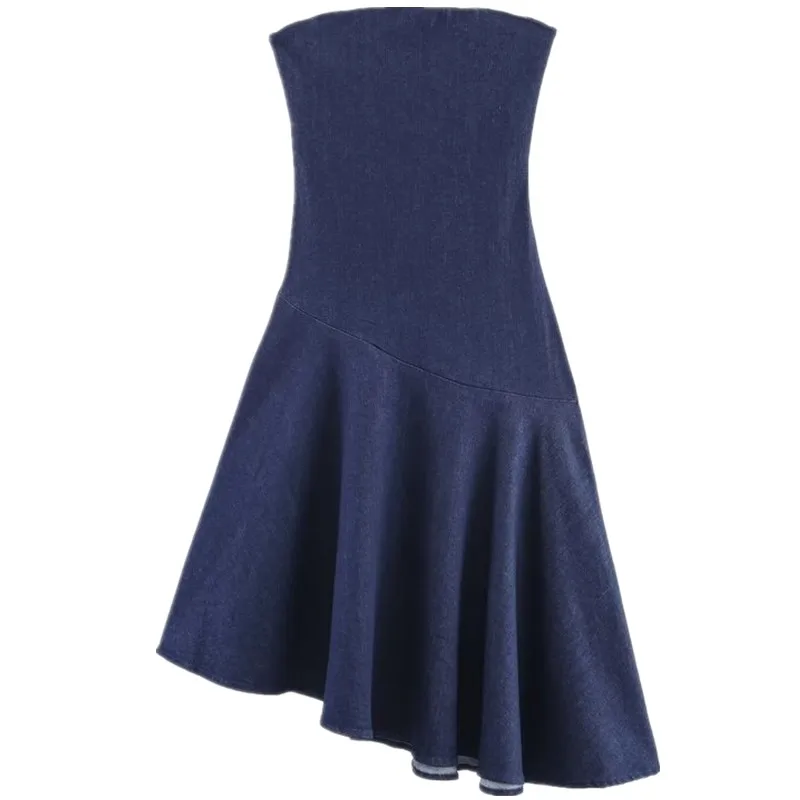 Automne 2025 nouveau Design pour femmes sens polyvalent asymétrique Denim Dr décontracté Svel Tube Dr européen Sle dames Dr