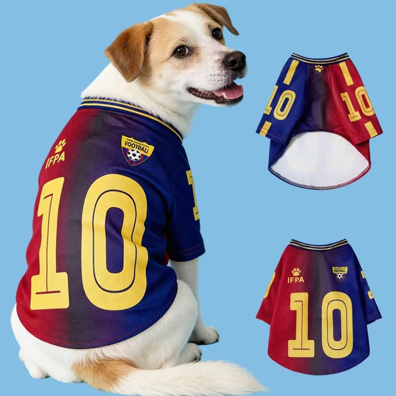 No.10 Ropa transpirable de malla roja y azul para perros, Jersey deportivo de peluche para perros grandes, ropa de baloncesto, camisetas para cachorros, camisas de verano para gatos y mascotas