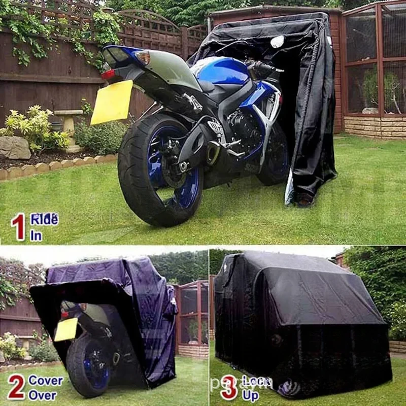 Medium motorcycle shed, movable with lock device, anti-theft, sun protection, rain protection, rubber cover, outdoor motorcycle