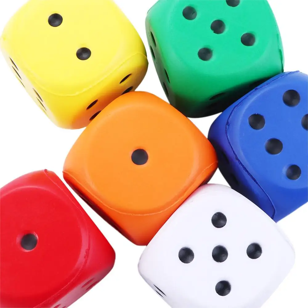 Gag Toy Fun Gifts Length 6cm Squeeze Solid Color Elastic Toys Soft Anti Stress Point Dice Sponge Dice Pressure Relief