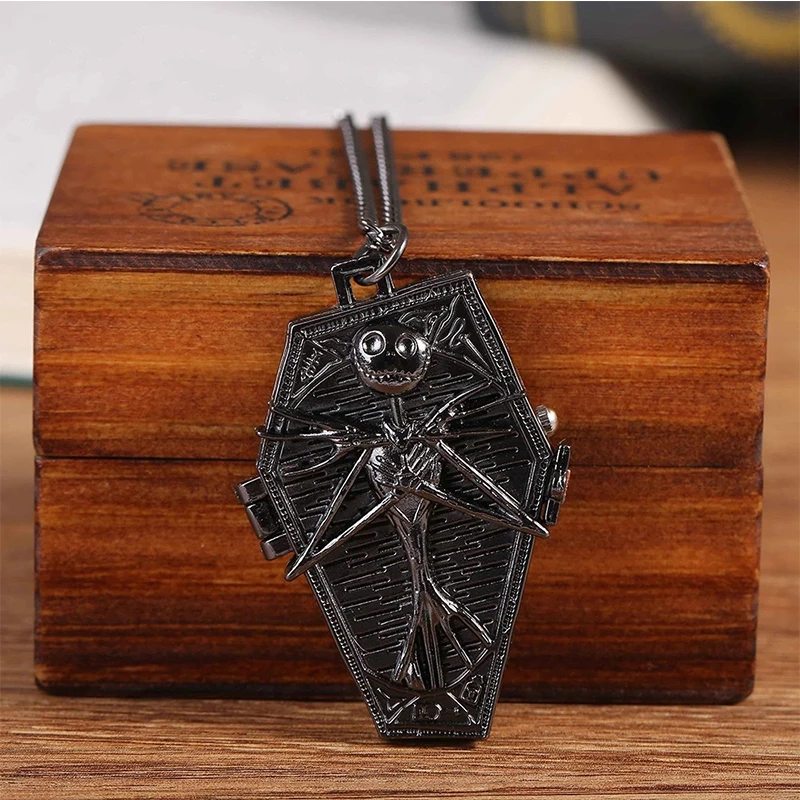 New Halloween Style Antique Vintage Quartz Pocket Watch Case Pendant Necklace Chain Exquisite Clock For Men Women Gifts