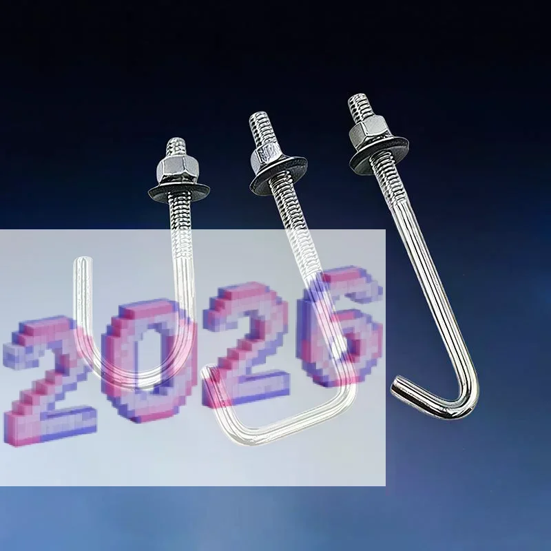 304 Stainless Steel M5 M6 L Hook Bolts With Matching Nuts Washers For Industrial Construction Home Hanging