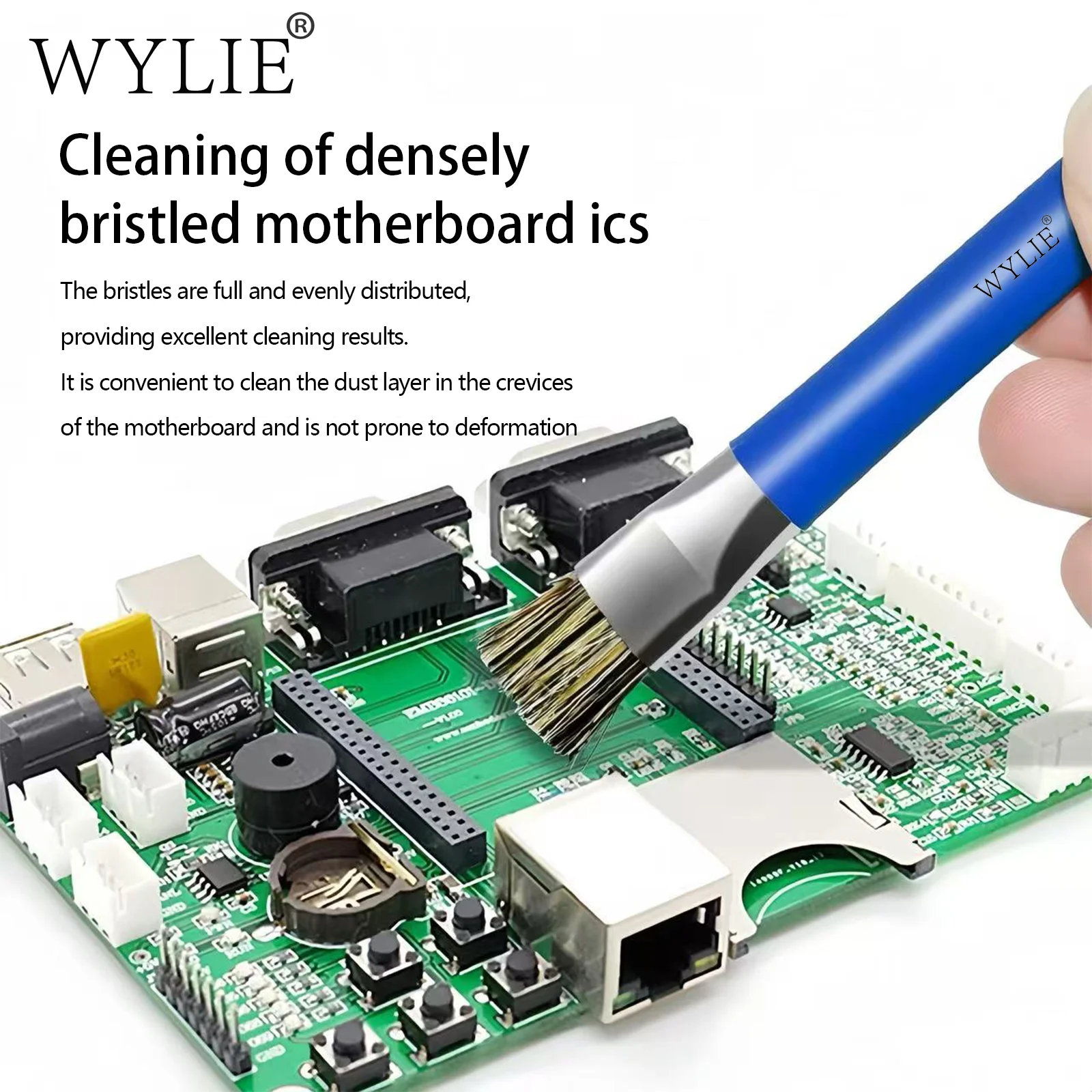 WYLIE Double Headed Cleaning Brush Anti Static Bristle and Steel Wire for Motherboard Phone Repair Dust welding Pad Clean Tools