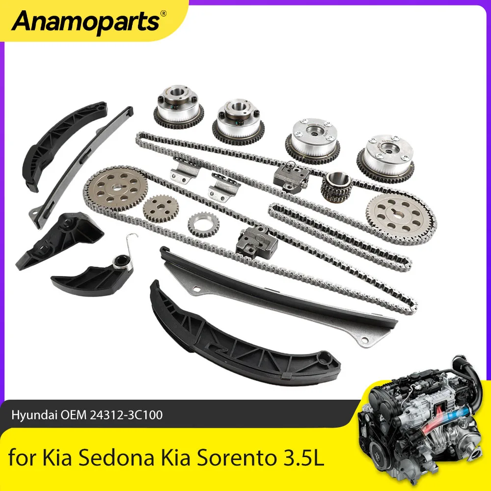 

Engine Timing Chain Kit Fit 3.3 3.5 3.3.8 L For Hyundai Kia Sedona Kia Sorento 3.3L 3.5L 3.8L 2011-2013 OEM 24312-3C100