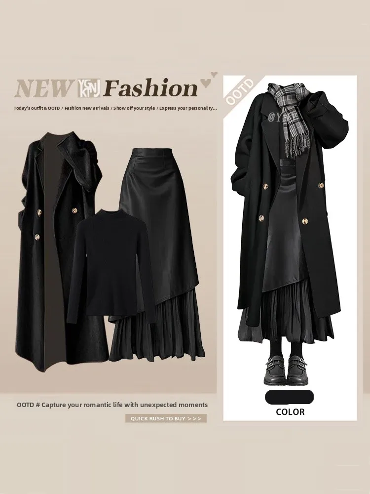 

Осенне-зимний женский вязаный комплект: юбка с высокой талией, топ с длинным рукавом и жакет, модный облегающий ансамбль