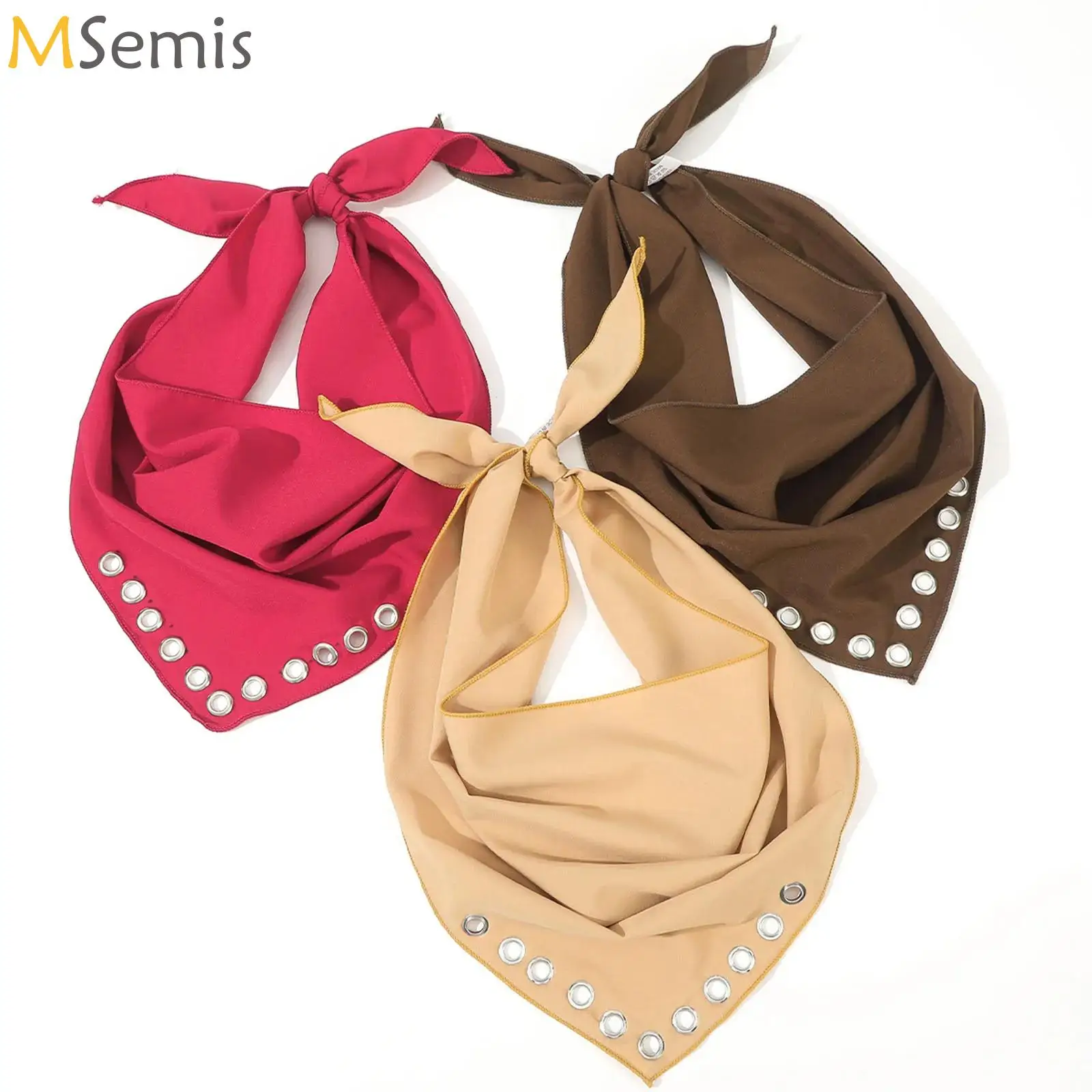 

1Pc Women Solid Color Triangle Headscarf Hollow out Circular Ring Hair Scarf Hair Accessory for Themed Party Daily Grooming