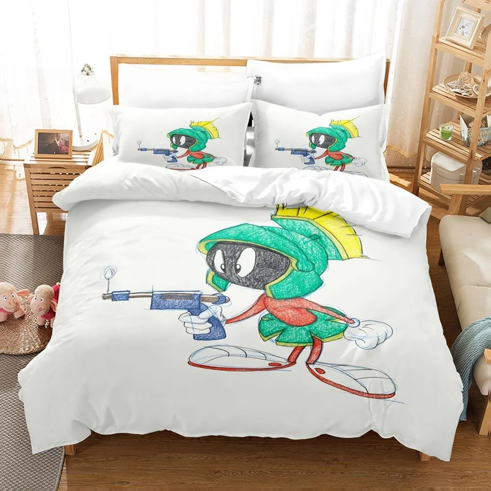 Fashion 3d Print Anime Marvin The Martian Bedding Set Single Twin Full Queen King Size Bed Set Adult Kid Bedroom Duvetcover Sets 2