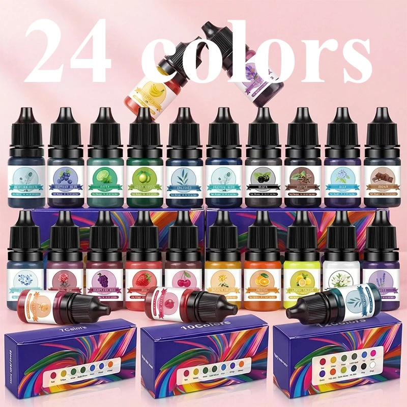 

5ml 24 Colors High Concentration Resin Pigment,DIY Dye for UV Epoxy,Handmade Coloring Stain for Crafts,Transparent Colorant Set