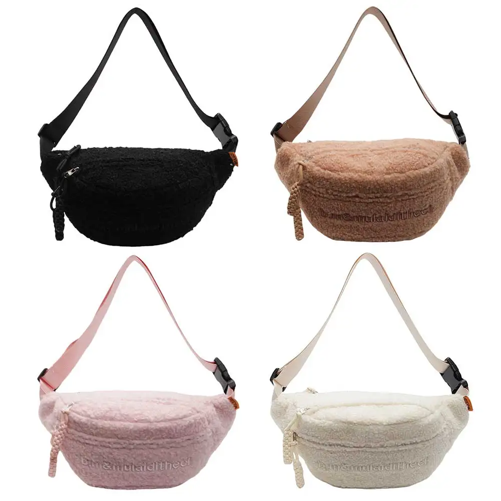 

Fleece Sherpa Crossbody Bags for Women Small Size Fanny Pack with Hardware Buckle Winter Plush Waist Bag Side Bag Waist Bum Pack