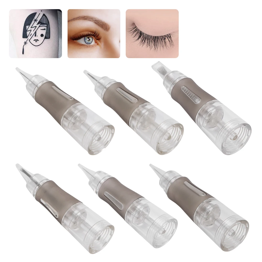 Agujas desechables de varios tamaños para tatuajes, suministros estériles para Microblading, cejas, labios, maquillaje semipermanente, 10 uds.