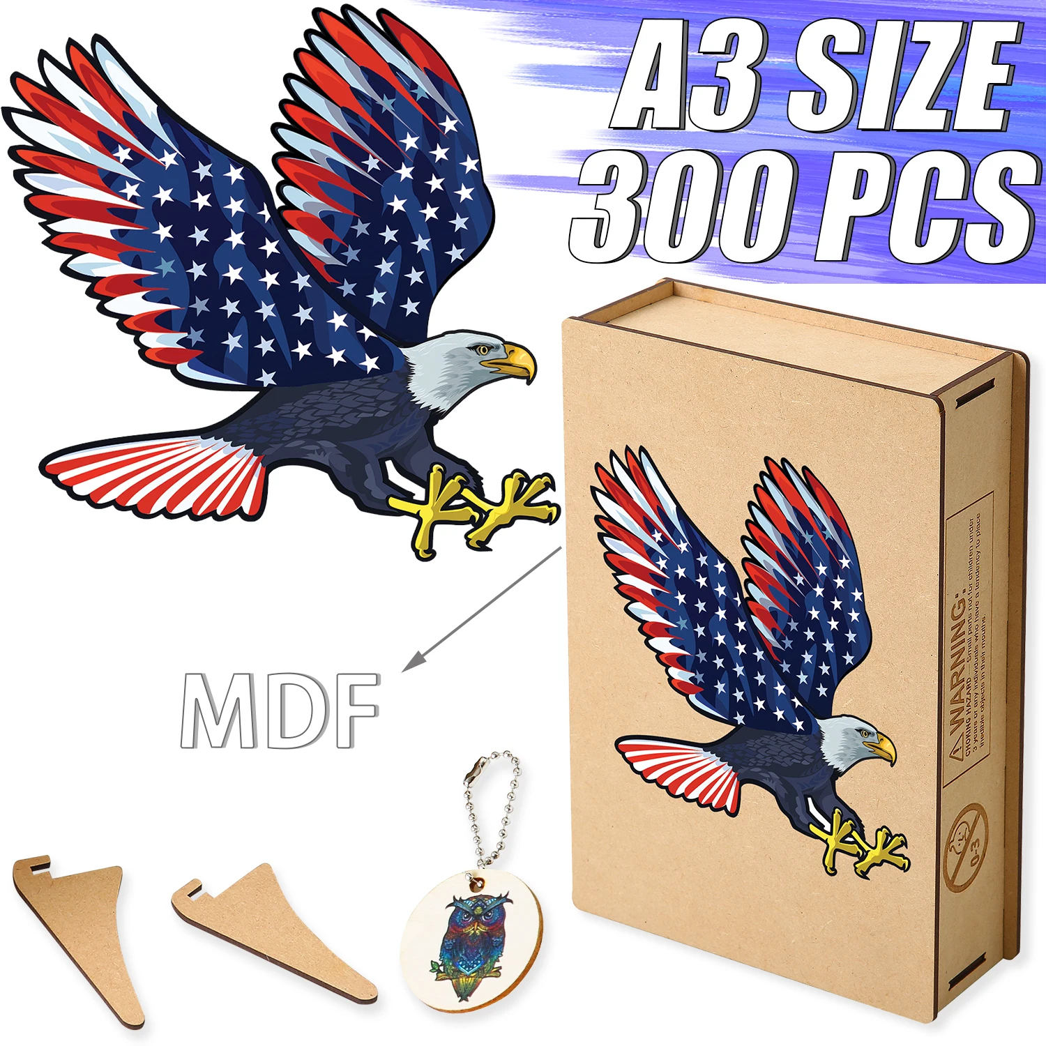 Top Quality Wooden Animal Puzzles For Adults Kids Colorful Eagle Intellectual Toy Charming Family Game Exquisite Wooden Case