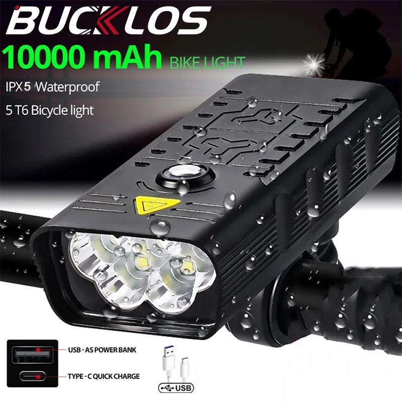 

BUCKLOS Bicycle Light USB Recharge Long-range Bike Front Lights 3000lumen 10000mAh Waterproof Cycling Lamp Accessories