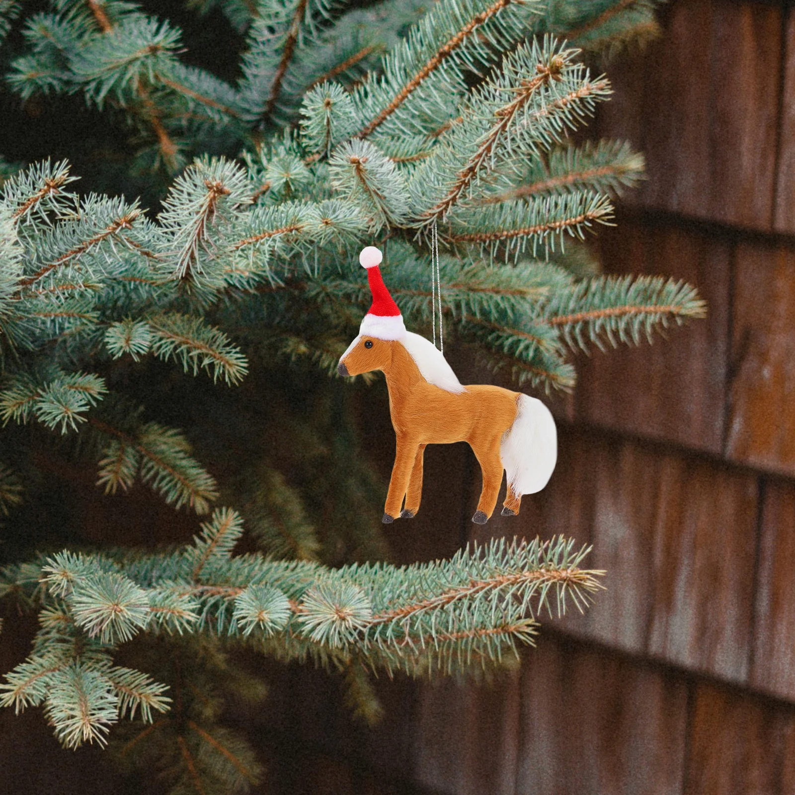

6 Pieces Christmas Horse Hanging Ornaments Mini Xmas Tree Decorative Pendants Festive Holiday Decor for Home Fireplace Tabletop