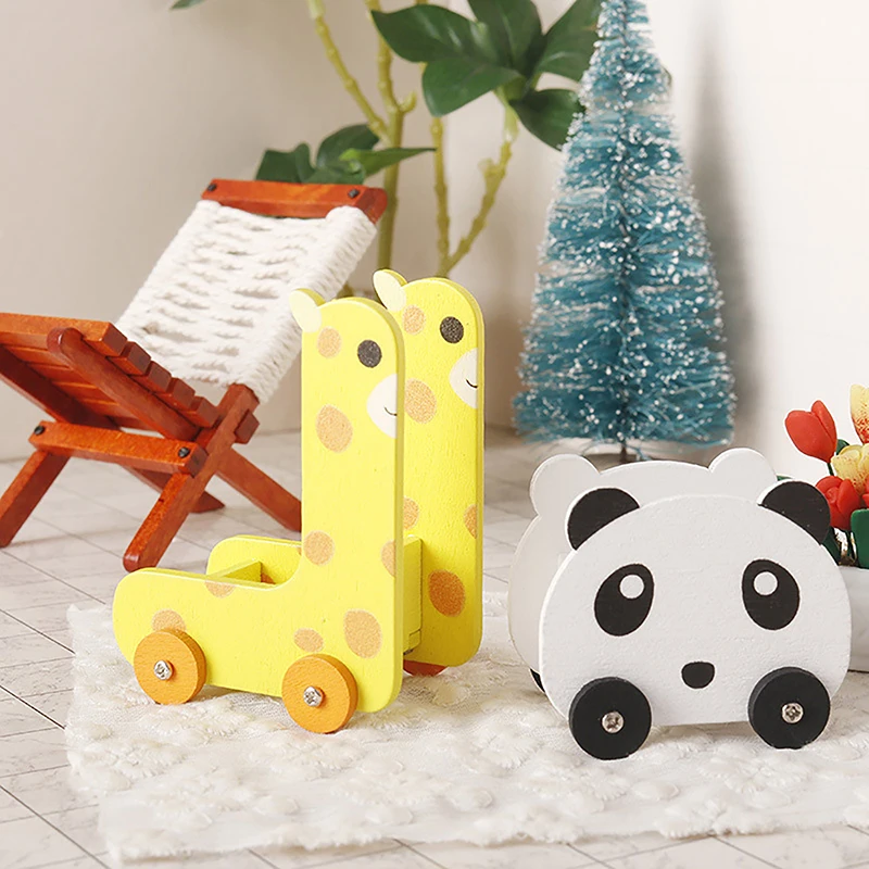 1:12 Dollhouse Miniature Panda Trolley Giraffe Storage Rack Model Furniture Decor Toy Doll House Accessories