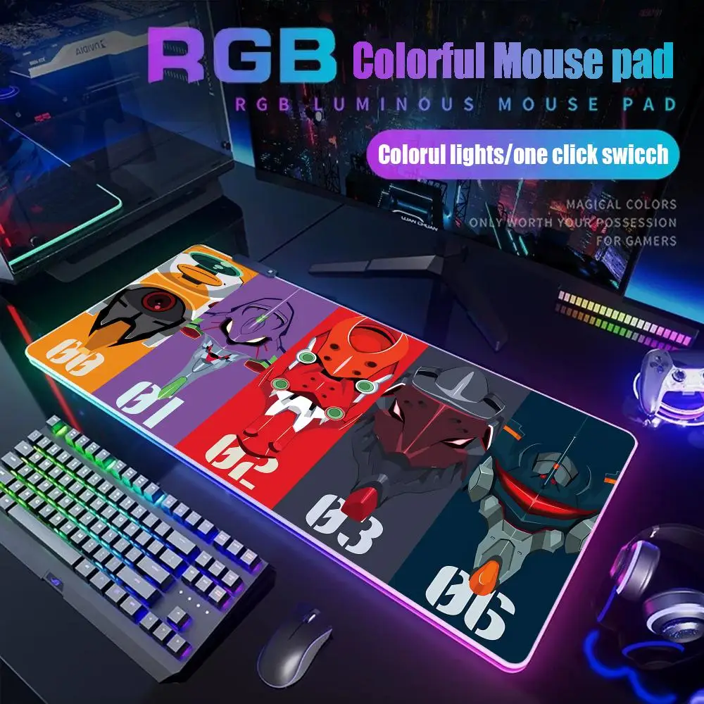 

Anime E-Evangelions EVA Mouse Pad Gamer Rgb Desk Mat Back Light Led Mousepad Setup Accessories Deskmat Big Mousepad Backlight
