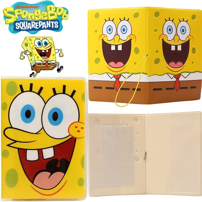 SpongeBob Passport Cover PVC Waterproof Case for Passport Wallet Travel Wallet Cover Credit Card Document Holder Protective Case