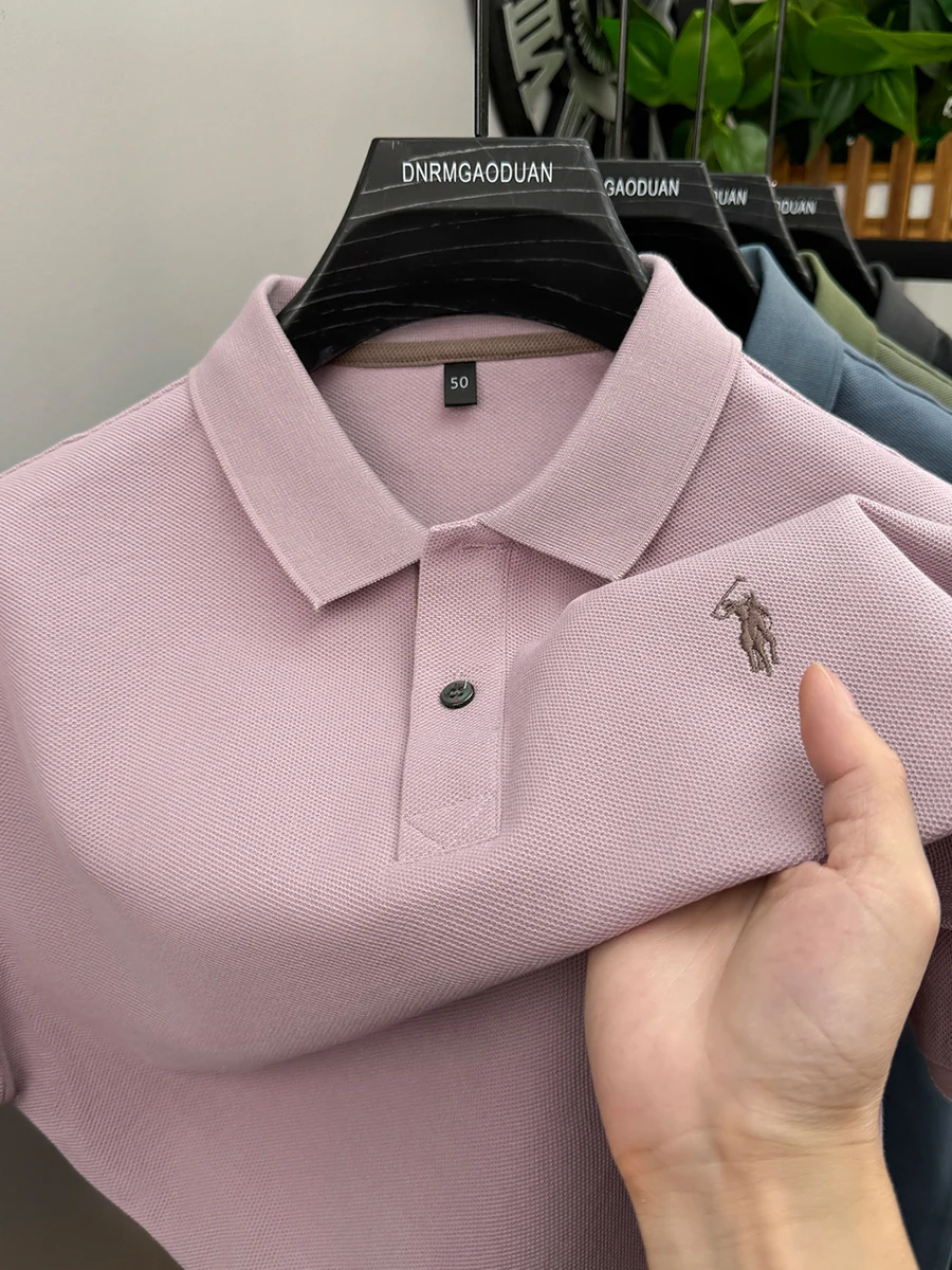 100% pure cotton men's short sleeved polo shirt hot selling summer fashionable horse logo embroidery classic Paul casual T-shirt