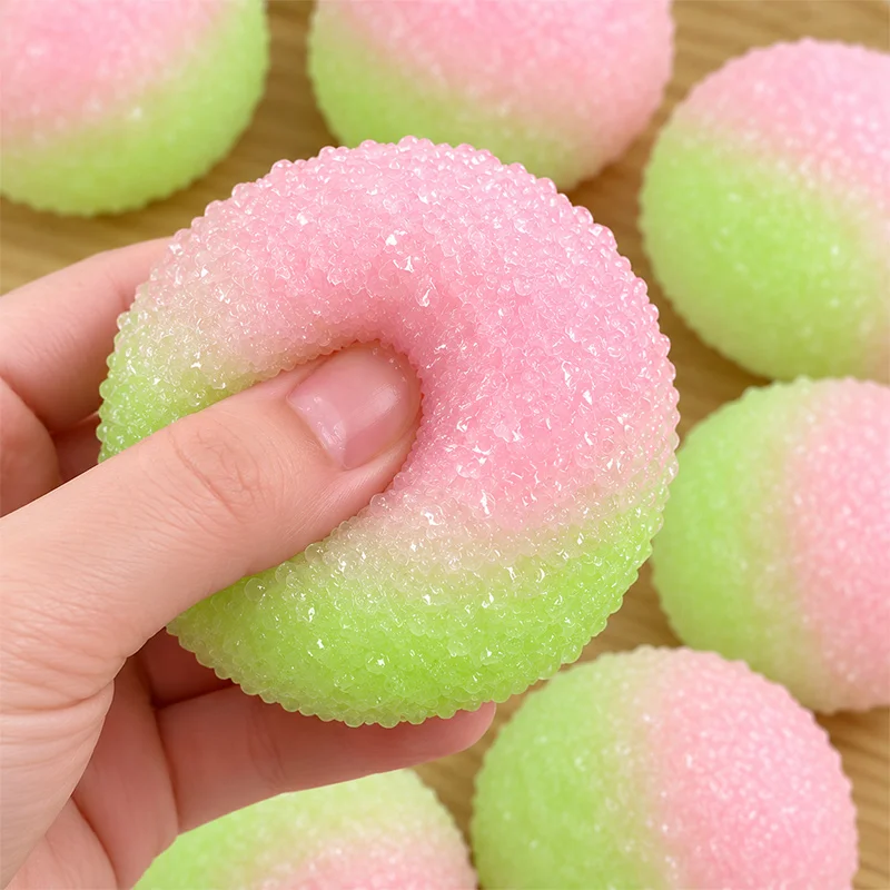 Double Color Ice Sand Ball Squishy Toy Soft Slow Rising Stress Relief Squeeze Ball Cute Fruit Sensory Fidget Gift for Kids Adult