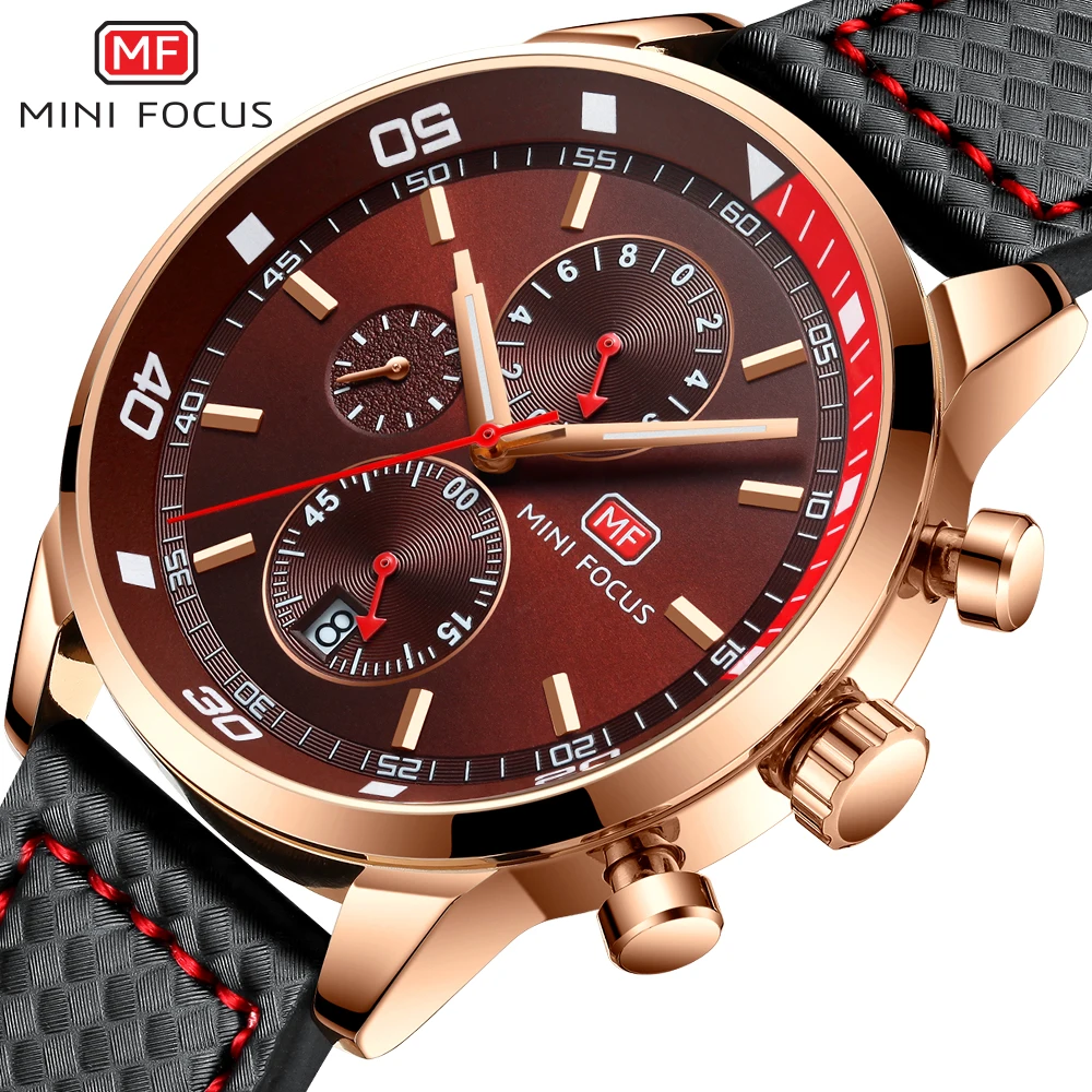 

Mens Casual Quartz Chronograph Watch Leather Military Sport Fashion Gentleman Wristwatch