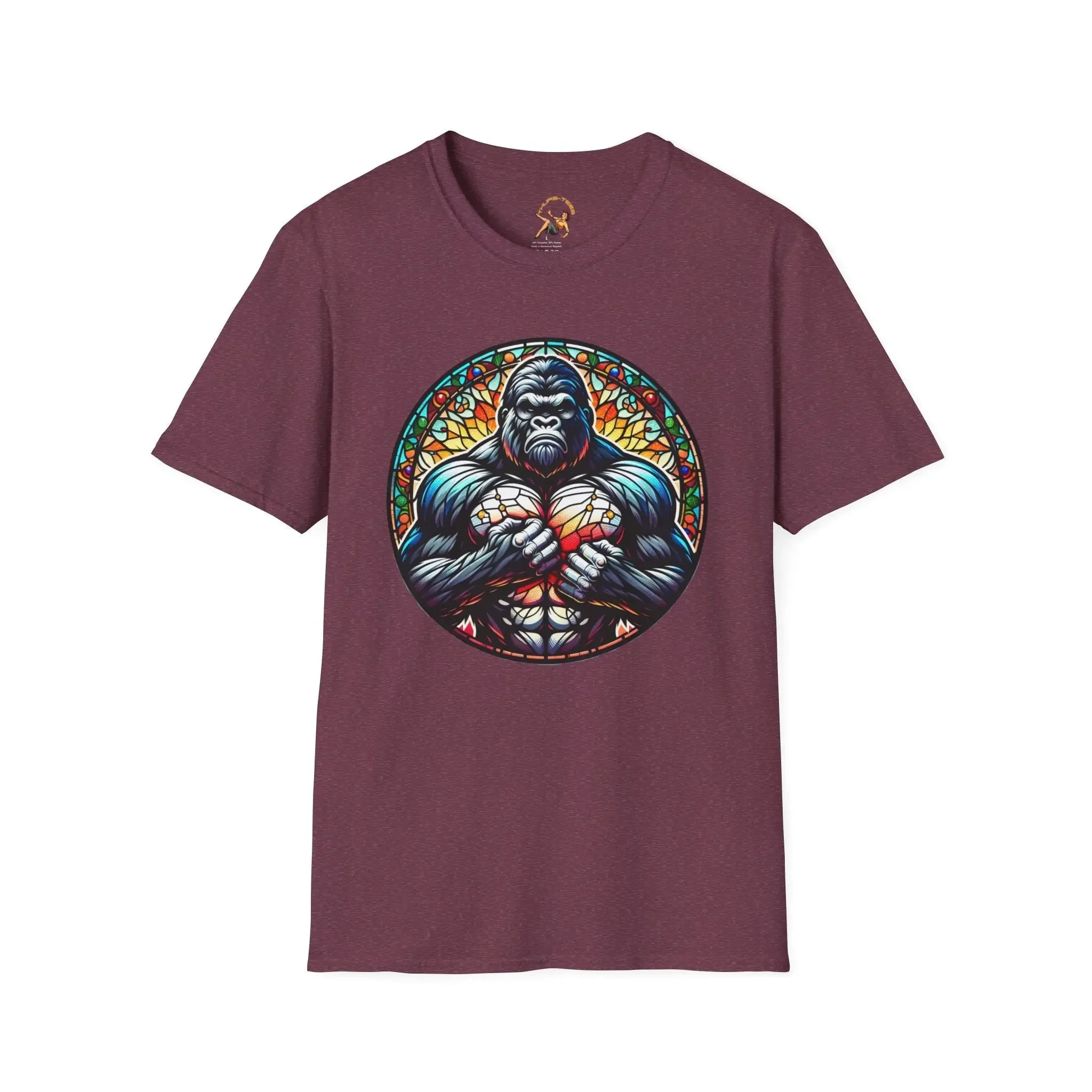 Gorilla Stained Glass T Shirt Ape Window Silverback