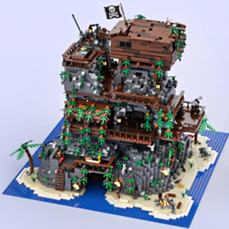 Moc Building Blocks Street View Series Pirate Fortress การวิเคราะห์อิฐ DIY Assembly ของเล่นที่มีชื่อเสียงสําหรับ Childr วันหยุดของขวัญ