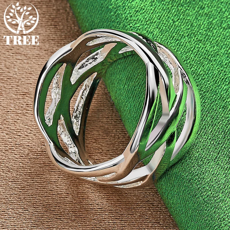 Popular Jewelry 925 Sterling Silver Geometric Woven Ring For Men Women Charm Engagement Party Gifts Trendy Jewelry Accessories