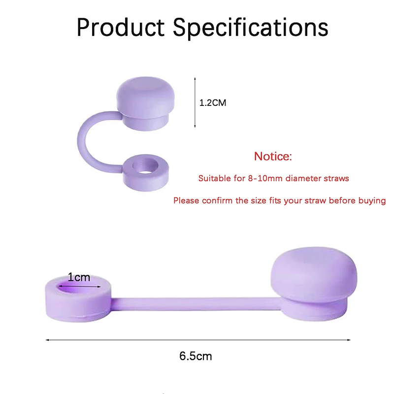 2/6PCS Food Grade Solid Color Silicone Straw Dust Covers Cap For Stanley Cup Dust Cap Suitable For 0.8-1cm Straws And Repeatable