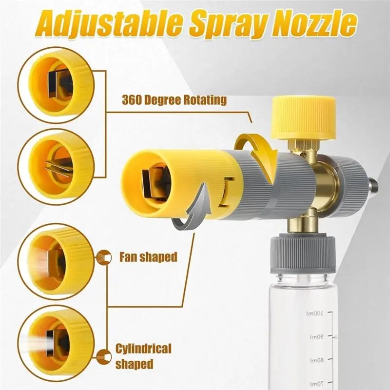 A58X-Dual Connector Mini Foam Cannon 1/4 Inch Quick Connect 5 Nozzle Tips For Pressure Washer For Car Wash