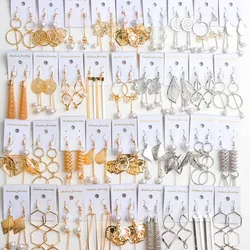 10/20/30/50Pairs/Lot Simple Geometric Hanging Women Earrings Metal Chain Tassel Pendant Earrings Wedding Fashion Jewelry Gifts
