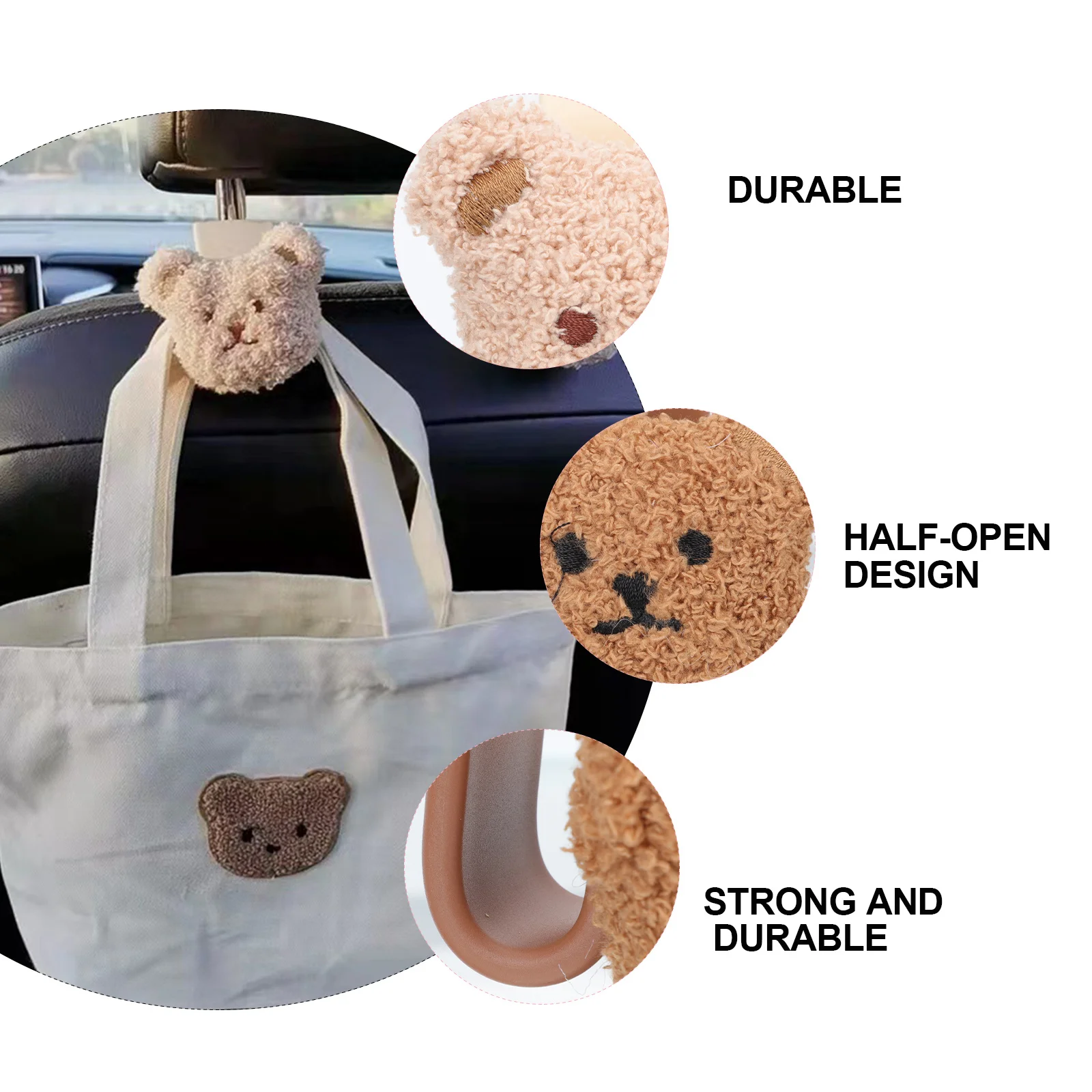 

2Pcs Auto Seat Hooks Cute Cartoon Style Practical Backseat Storage Racks for Umbrellas Handbags Vehicle Seat Hooks