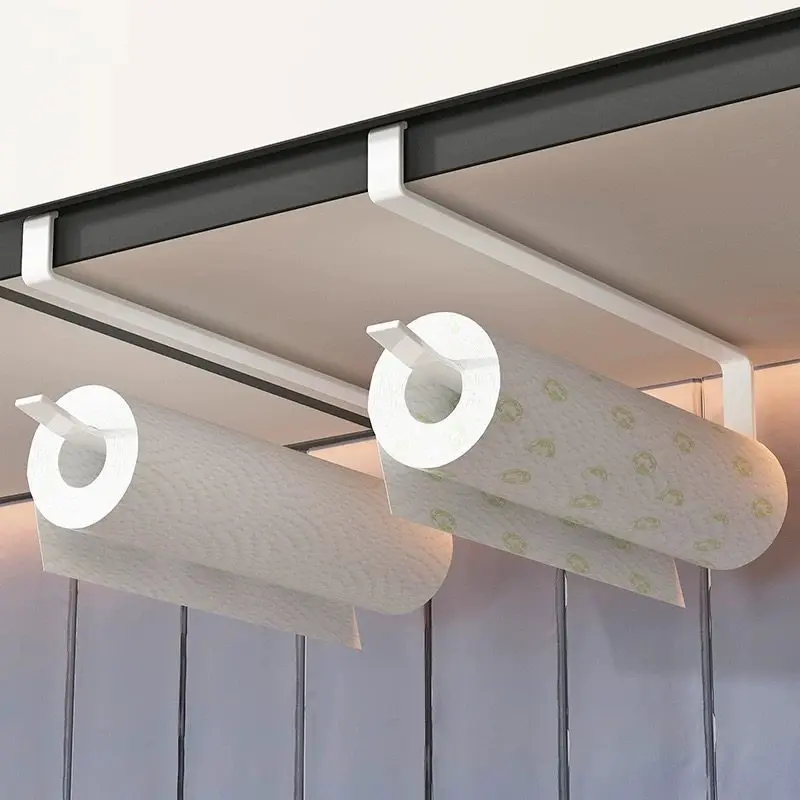 Kitchen Paper Towel Holder Without Punching Cabinet Roll Paper Organizer Rag Cling Film Storage Rack