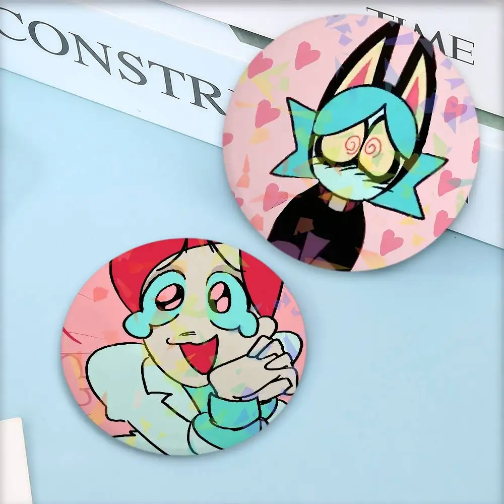P-PSYCHO CUTIES Button Pins Backpack Clothing Decor Brooch Cartoon Science Fiction Badge Laser Jewelry Gifts for Kids